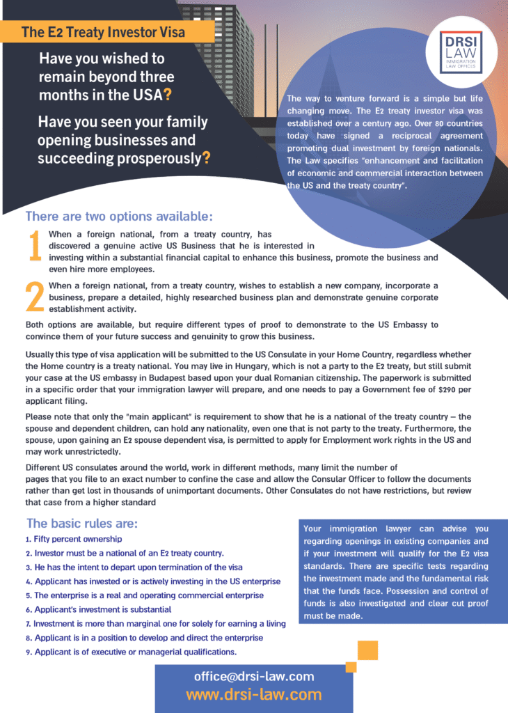 E2 US Investor Visa Flyer
