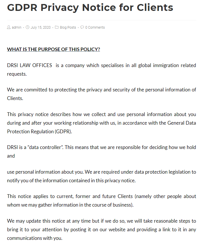 CDPR Privacy Note for Clients