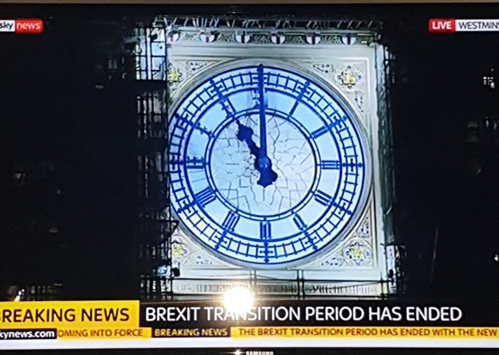Image of Big Ben on the TV.